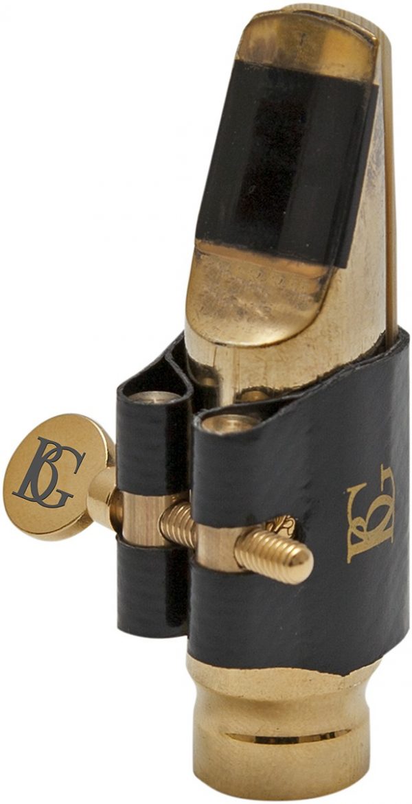 BG LFJ0 FLEX JAZZ: schwarze Blattschraube von oben rechts mit goldenem Mundstück darin. Produktbild