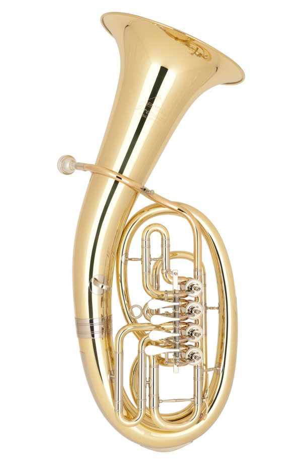 Abgebildet ist ein goldlackiertes Miraphone Bb-Bariton 54L 0700A vor einem weißen Hintergrund.