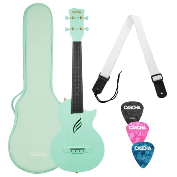 Cascha Carbon Fibre Ukulele Set Mint HH2287 von vorne komplette Ukulele Produktbild
