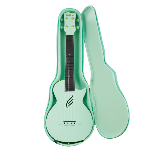 Cascha Carbon Fibre Ukulele Set Mint HH2287 von oben im Koffer liegend Produktbild