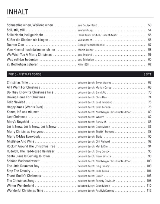 Gerhard Kölbl: Keyboard Keyboard Christmas - Die 65 schönsten Weihnachtslieder Inhaltsverzeichnis Produktbild