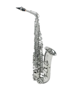 Selmer Signature Alt Saxophon versilbert Ansicht vorne seitlich Produktbild