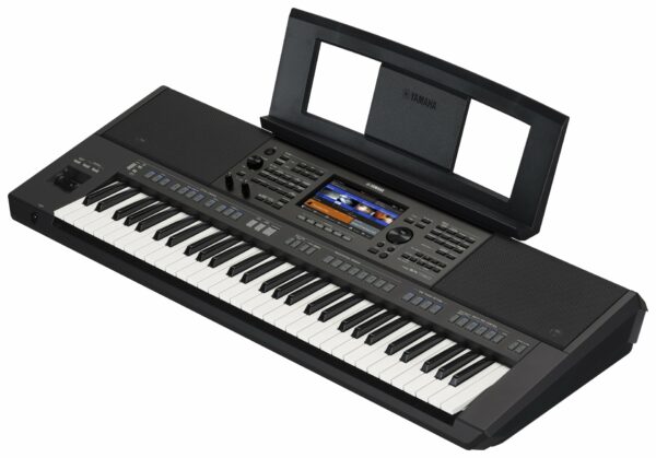 Yamaha PSR SX 720 Keyboard Ansicht von oben seitlich mit Notenhalter Produktbild