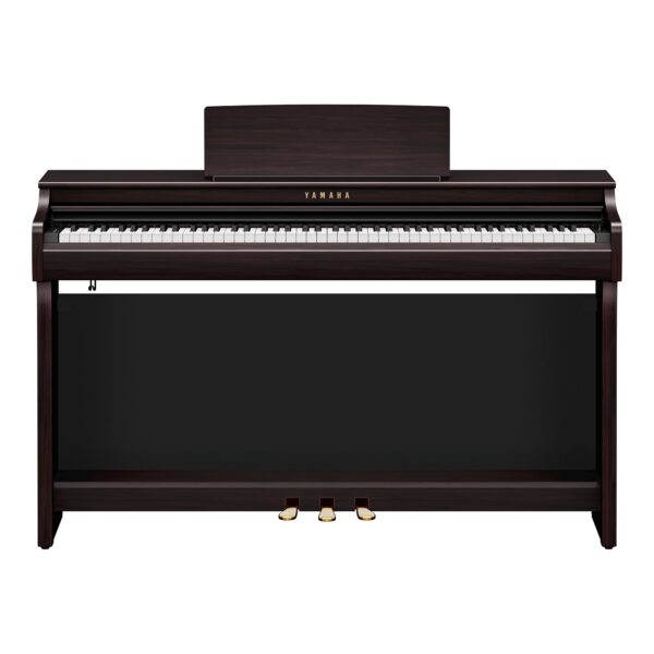 Yamaha CLP-825 Digitalpiano Rosenholz Ansicht von vorne auf Tasten und Pedale Produktbild