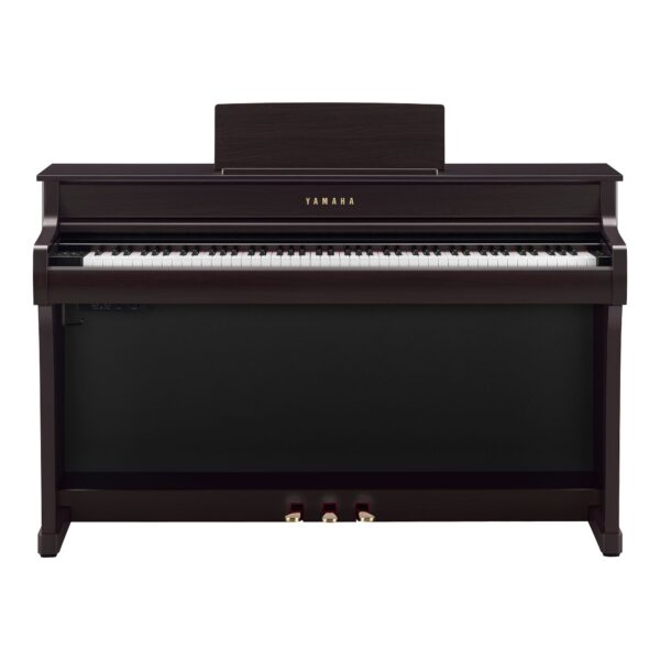 Yamaha CLP-835 Digitalpiano Rosenholz Ansicht von vorne auf Tasten und Pedale Produktbild