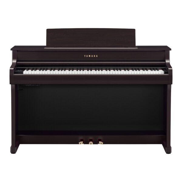Yamaha CLP-845 Digitalpiano Rosenholz Ansicht von vorne auf Tasten und Pedale Produktbild