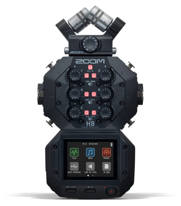Zoom H8 Handy Recorder Ansicht von vorne auf Bedien-Oberfläche Produktbild