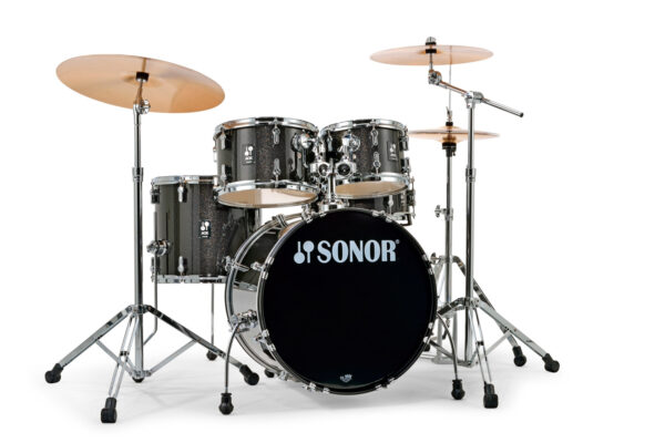 Sonor AQX Studio Set Black Midnight Sparkle ganzes Schlagzeug von vorne Produktbild