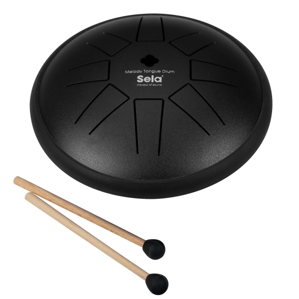 Sela 6" Melody Tongue Drum C Major Drum und Schlägel von oben Produktbild