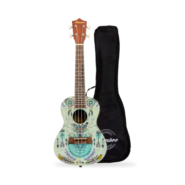 Bamboo Ukulele U 23 Indi-S komplette Ukulele von vorne mit Tasche Produktbild