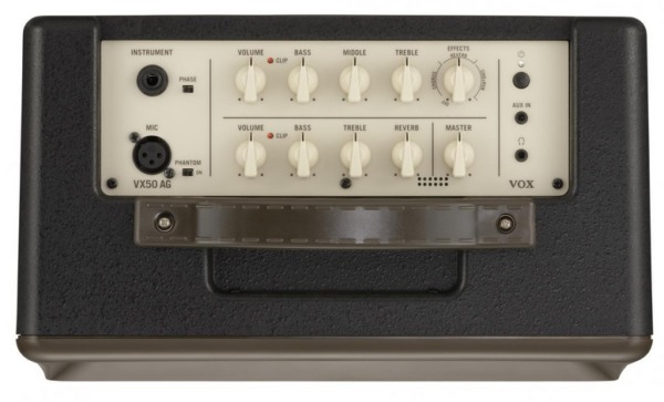 VOX A-Gitarrencombo VX50-AG - Akustikverstärker von oben mit Reglern Produktbild