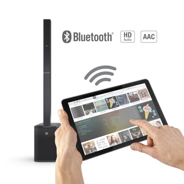 LD Systems Maui 28 G3 MIX komplett aufgebaut von vorne mit Tablet Produktbild