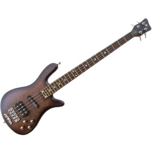 Abgebildet ist ein Warwick Artist Line P-Nut Bass in dunklem Braun mit vier Saiten, silberfarbener Hardware und einem Ahorngriffbrett mit Punktmarkierungen.