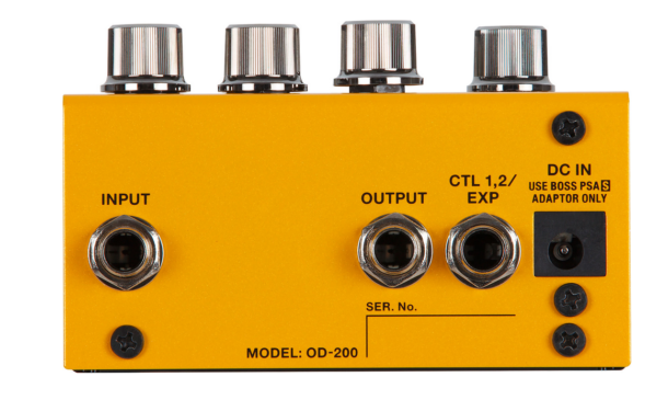 Boss OD-200 Hybrid Drive - Effektpedal Anschlüsse hinten Frontalansicht Produktbild