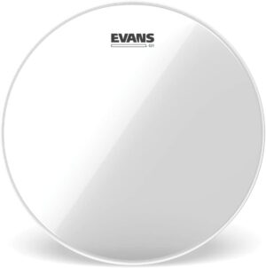Das Bild zeigt ein transparentes Evans G1 Clear TT18G1 Schlagzeugfell.