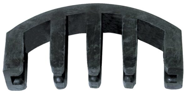 Das Bild zeigt einen schwarzen Kontrabassdämpfer Gewa 411972 in U-Form mit fünf vertikalen Lamellen.