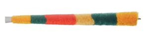 Das Bild zeigt einen Opti-Care Wischer für Altsaxophon Gewa 756305, der aus einem weißen Kunststoffgriff und einem zylindrischen Wischerteil mit abwechselnden Abschnitten in Gelb, Grün und Rot besteht.
