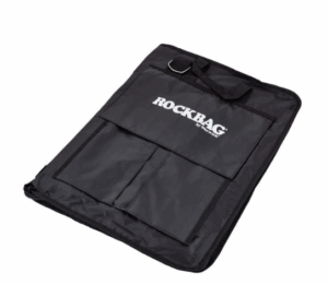 Abgebildet ist eine schwarze Rockbag Travelling Stick Bag Deluxe Line RB 22696 B mit aufgesetzter Tasche, mehreren Fächern und einem Tragegriff.