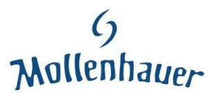 Das blaue Logo von Mollenhauer zeigt einen stilisierten Notenschlüssel über dem Schriftzug der Marke.