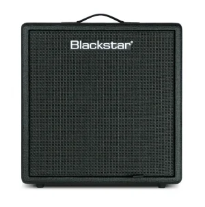 Schwarzer Blackstar Debut 25 Bassverstärker mit rechteckigem Gehäuse, Gitterfront und Tragegriff.