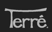 Auf einem schwarzen Hintergrund ist der Name "Terre" in einer hellgrauen, eleganten Schriftart mit einem Punkt nach dem "e" abgebildet.