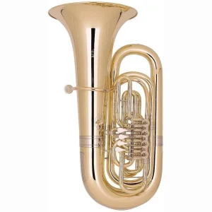 Abgebildet ist eine goldene Miraphone Bb-Tuba 495A/11000 "Hagen 495".